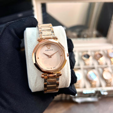 Versace Master Copy Champagne Dial Watch with Rose Gold Bracelet