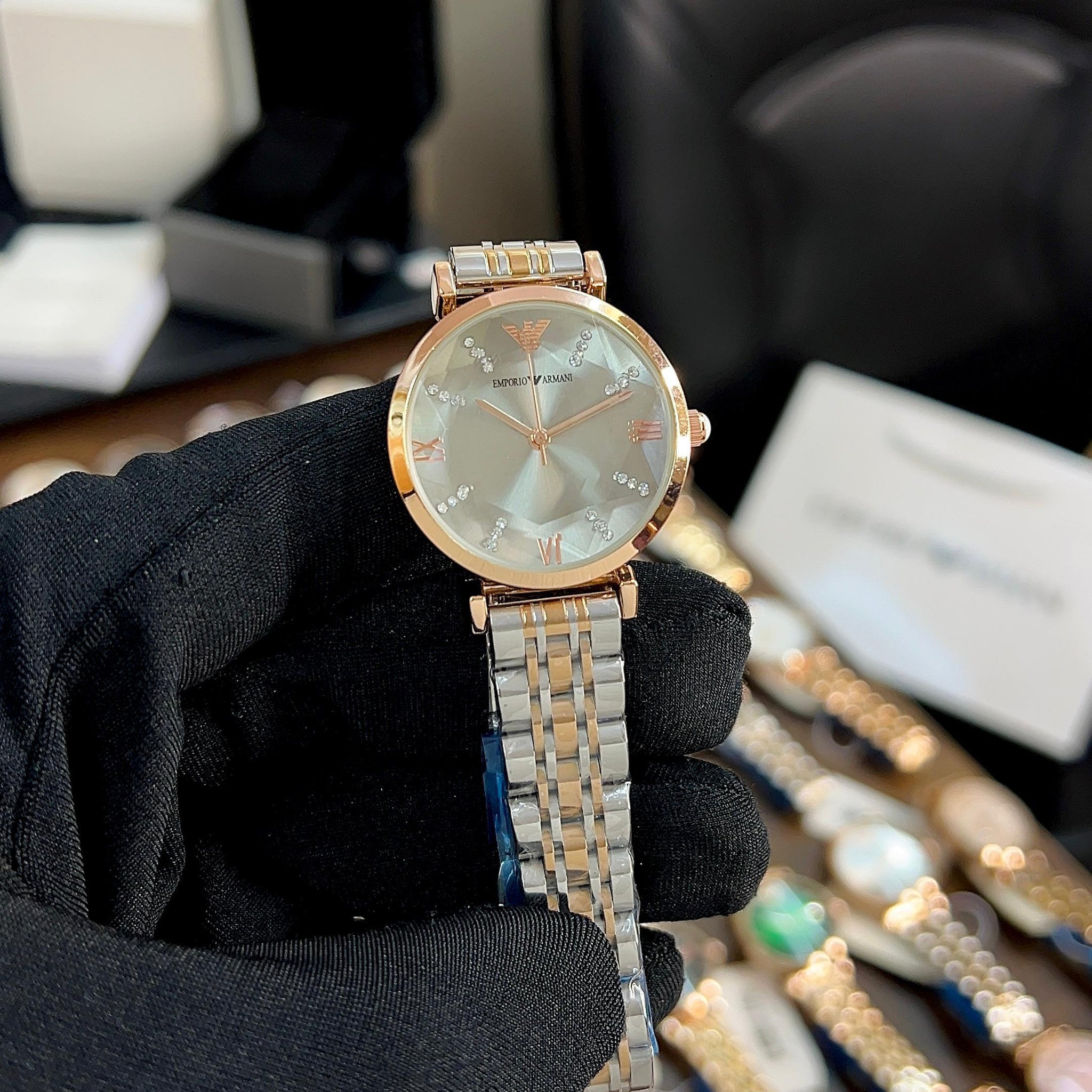 Emporio Armani Replica Ladies' Crystal-Accented Watch - A Touch of Glamour