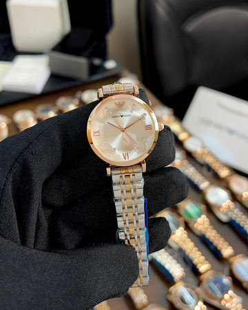 Elevate Your Look with This Exquisite Diamond-Studded Emporio Armani Master Copy"