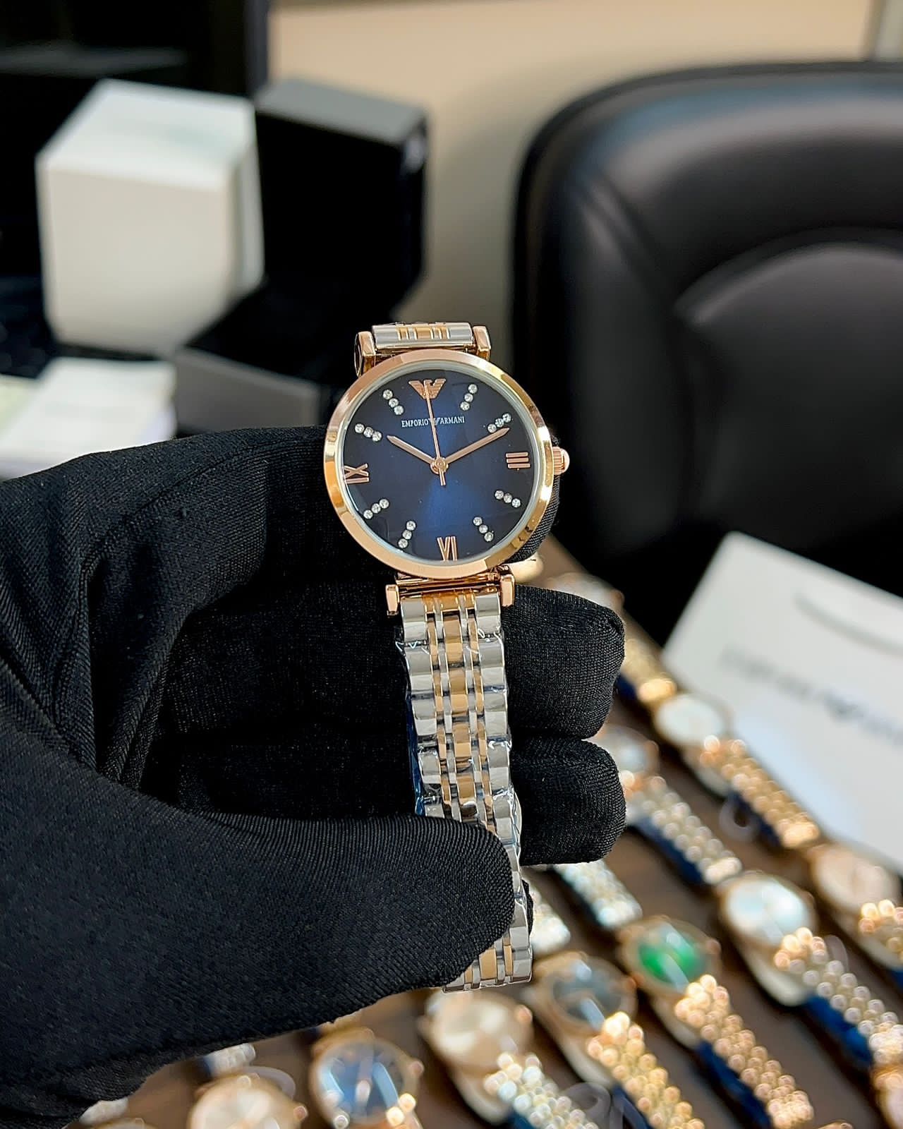 A Captivating Emporio Armani Master Copy Adorned with Sparkling Diamonds"